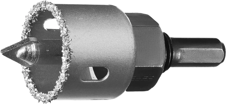 Коронка-чашка ЗУБР "ПРОФЕССИОНАЛ" c карбид-вольфрамовым нанесением, 32 мм, высота 25 мм, в сборе с державкой и сверлом 33360-032_z01 купить в Надыме