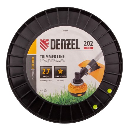 Леска для триммера звезда, 2,7мм х 202м, на DIN катушке FLEX CORD// Denzel 96287 купить в Надыме