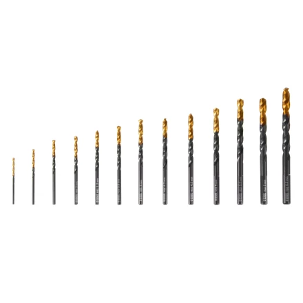 Набор сверл по металлу, 1,5-6,5 мм, HSS-Tin, Golden Tip, 13 шт Denzel 72318 купить в Надыме