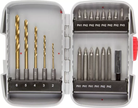 Набор ЗУБР "МАСТЕР": Насадки для шуруповерта и дрели, биты, биты-сверла, адаптер, 20 предметов 26056-H20 купить в Надыме