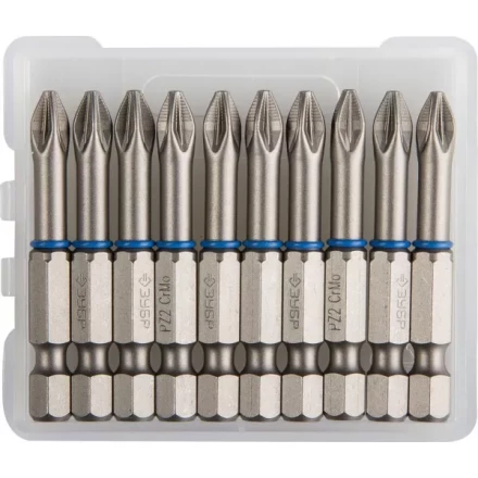 Биты ЗУБР "ЭКСПЕРТ" торсионные кованые, обточенные, хромомолибденовая сталь, тип хвостовика E 1/4", PZ2, 50мм, 10шт 26013-2-50-10 купить в Надыме