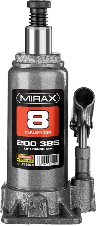 Домкрат гидравлический бутылочный, 8т, 200-385 мм, MIRAX 43260-8 43260-8 купить в Надыме