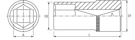 Головка торцевая глубокая 1/2"DR 23 мм S04HD4123 Jonnesway 47246 купить в Надыме