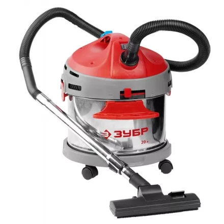 Пылесос ЗУБР сухая и влажная уборка, нержавеющая сталь, усиленное основание, розетка до 2000Вт, 20л, 1400Вт ЗППУ-1400-20 купить в Надыме
