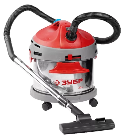 Пылесос ЗУБР сухая и влажная уборка, нержавеющая сталь, усиленное основание, розетка до 2000Вт, 20л, 1400Вт ЗППУ-1400-20 купить в Надыме