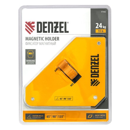 Фиксатор магнитный отключаемый для сварочных работ усилие Denzel 55 LB, 45х90 град. 97562 купить в Надыме