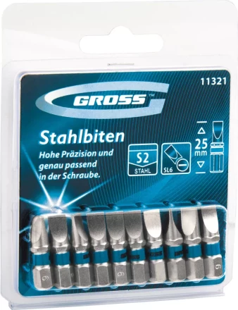 Набор бит РZ2х25, сталь S2, 10шт GROSS 11340 купить в Надыме