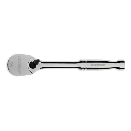 Ключ-трещотка 1/4&quot; Gross 14050, CrV, 120 зубьев, цельнометаллический, хром купить в Надыме