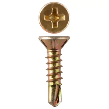 Саморезы ЗУБР "МАСТЕР" со сверлом для оконного профиля, жёлтопассивированные, 3.9x22мм, 12500шт 4-300230-39-022 купить в Надыме