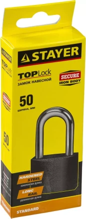 Замок STAYER "STANDARD" навесной, металлический корпус, удлиненная закаленная дужка, 50 мм 37160-50-1 купить в Надыме