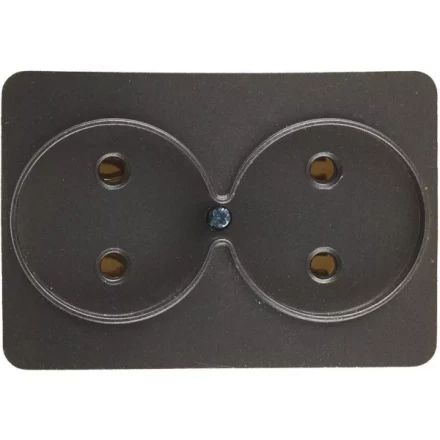 Розетка СВЕТОЗАР "ГАММА" без заземления, двойная, без вставки и рамки, цвет темно-серый металлик, 16А/~250В SV-54102-DM купить в Надыме