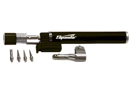 Горелка газовая тип "Карандаш" c пьезоподжигом + 4 насадки для пайки 200 мм SPARTA 914325 купить в Надыме