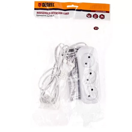 Удлинитель бытовой без заземления 2 м 3 розетки 6 A серия УХ6 Denzel 95925 купить в Надыме