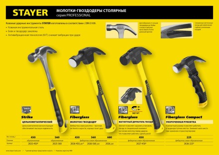 Молоток-гвоздодер &quot;Fiberglass&quot;, 680г, STAYER Professional 2026_z01 купить в Надыме