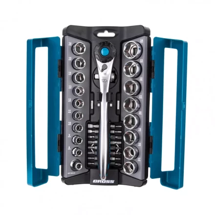 Набор торцевых головок трещотка 120 зубьев 36 предметов 1/2" 3/8” CrV Gross 14145 купить в Надыме