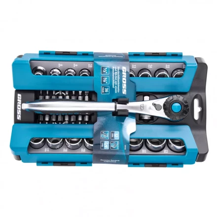 Набор торцевых головок трещотка 120 зубьев 36 предметов 1/2" 3/8” CrV Gross 14145 купить в Надыме