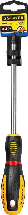 Отвертка STAYER "PROFI" "PROTech", двухкомп рукоятка, намагниченная, Cr-Mo, PH3x150мм 25132-3-15_z02 купить в Надыме