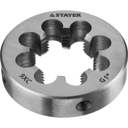 Плашка круглая ручная STAYER &quot;MASTER&quot;, сталь 9ХС, для трубной резьбы G 1`` 28029-1 купить в Надыме