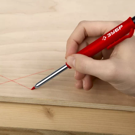 ЗУБР АСК красный, d 2,8 мм, HB, 6 сменных грифелей, автоматический карандаш (06311-3) купить в Надыме