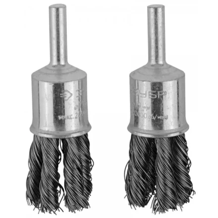 ЗУБР "ЭКСПЕРТ". Набор щеток кистевых для дрели, жгутированная стальная проволока 0,35мм, 22мм, 2шт 35227-22-H2_z01 купить в Надыме
