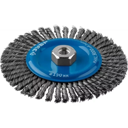 ЗУБР "ПРОФЕССИОНАЛ". Щетка дисковая для УШМ, плетеные пучки стальной проволоки 0,5мм, 150ммхМ14 35192-150_z02 купить в Надыме