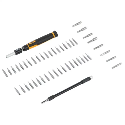 Отвертка с набором бит и торцевых головок для точных работ Denzel 7711599, гибкий привод, 48 шт, CrMo купить в Надыме