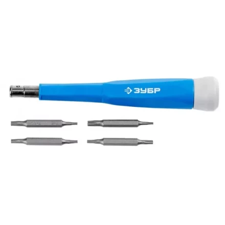 Набор ЗУБР Отвертка "ЭКСПЕРТ" для точных работ,CR-V,сменные двусторонние биты TORX, 5предметов 25621-H5 купить в Надыме