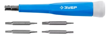 Набор ЗУБР Отвертка "ЭКСПЕРТ" для точных работ,CR-V,сменные двусторонние биты TORX, 5предметов 25621-H5 купить в Надыме