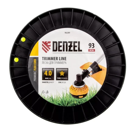 Леска для триммера звезда, 4,0мм х 93м, на DIN катушке FLEX CORD// Denzel 96289 купить в Надыме