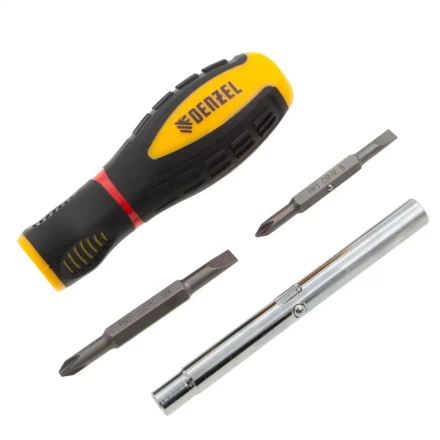 Отвертка комбинированная Denzel, SL3/16"-PH1, SL1/4"-PH2, 3-х компонентная рукоятка, 7713381 купить в Надыме