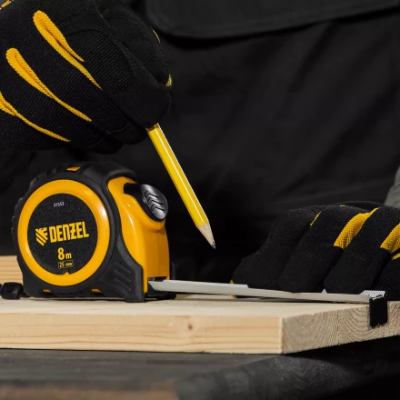 Рулетка Denzel 8м х 25мм, обрезиненный корпус, автоматическая фиксация 31553 купить в Надыме