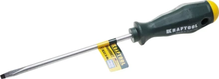 Отвертка KRAFTOOL, Cr-Mo-V закалённый стержень, двухкомпонентная противоскользящ рукоятка, SL 6,5x1,2x150мм 25007-6.5-150 купить в Надыме
