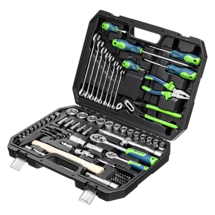 Набор инструментов Сибртех 13394, 1/2", 1/4", пластиковый кейс 76 предметов купить в Надыме