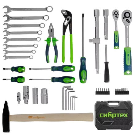 Набор инструментов Сибртех 13394, 1/2", 1/4", пластиковый кейс 76 предметов купить в Надыме