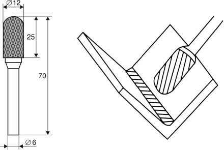 Борфреза Цилиндрическая cо сферическим концом C 6х12 Энкор 21705 купить в Надыме