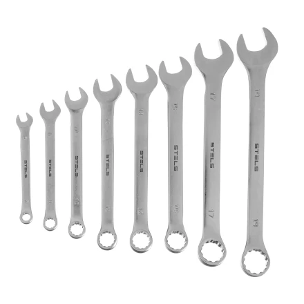 Набор ключей комбинированных Stels 6-19 мм, 8 шт., CrV, матовый хром 15443 купить в Надыме