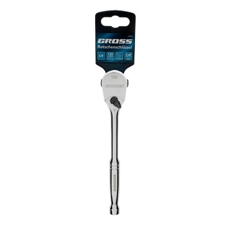 Ключ-трещотка 3/8&quot; Gross 14051, CrV, 120 зубьев, цельнометаллический, хром купить в Надыме