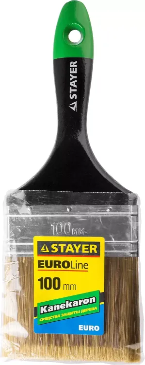 STAYER “KANEKARON-EURO”. Кисть плоская, искусственная щетина, деревянная ручка, 100мм 0106-100 купить в Надыме
