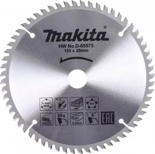 Пильный диск Z60 Makita D-65573 (165x20x2.2 мм) по алюминию купить в Надыме