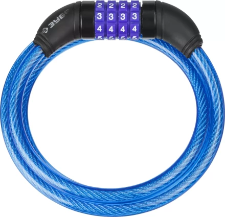 Замок ЗУБР "ПРОФЕССИОНАЛ", тросовый, кодовый, с изменяемым кодом, длина троса - 1200мм, d 10мм 37262-120 купить в Надыме