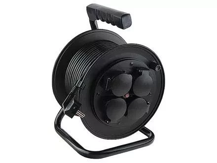 Удлинитель силовой на кабельной катушке, 3*1мм*50м, 4 розетки с крышкой, 10A, IP44, STERN 95708 купить в Надыме