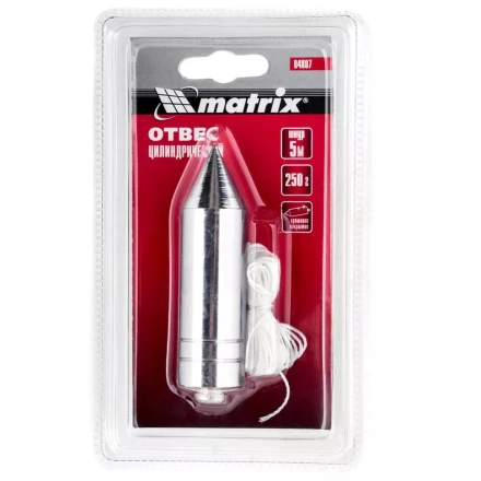 Отвес цилиндрический 250 г шнур 5 м Matrix 84887 купить в Надыме
