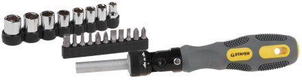 Набор STAYER Отвертки &quot;MAX-GRIP&quot;, Cr-V, реверсивно-рычажная, 20 предметов 2585-H20 G купить в Надыме