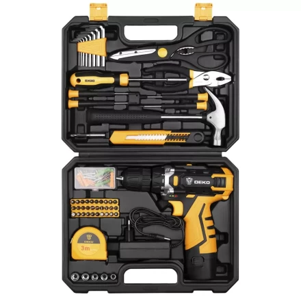 Дрель аккумуляторная DKCD12FU-Li DEKO + набор 104 инструмента для дома, 063-4104 купить в Надыме