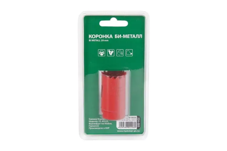 Коронка биметаллическая HAMMER Ф29х38мм 5/8" BiMETALL (224-005) купить в Надыме