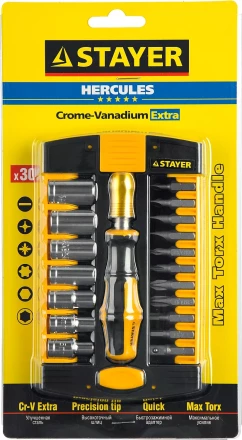Набор STAYER "MASTER" HERCULES: Отвертки, Cr-V, эргономичная двухкомпонентная рукоятка, 30предм, в боксе 25055-H30 купить в Надыме