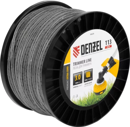 Леска для триммера двухкомпонентная зубчатый квадрат, 3,0мм х 113м, на DIN кат. EXTRA CORD// Denzel 96828 купить в Надыме
