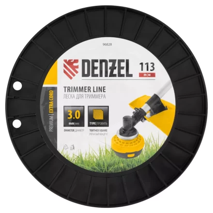 Леска для триммера двухкомпонентная зубчатый квадрат, 3,0мм х 113м, на DIN кат. EXTRA CORD// Denzel 96828 купить в Надыме