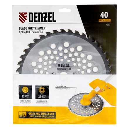 Диск для триммера Denzel, 255 х 25,4  40 зубьев, 96381 купить в Надыме