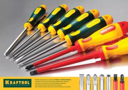 Отвертка KRAFTOOL, Cr-Mo-V закалённый стержень, двухкомпонентная противоскользящ рукоятка, SL 5,5x1,0x125мм 25007-5.5-125 купить в Надыме